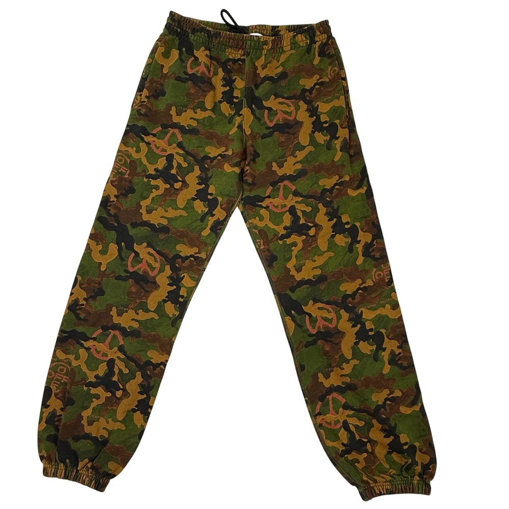 Off-White Virgil Abloh Camo Arrow Logo Sweatpants Green Brown Mens Size M